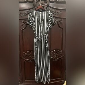 Chic Striped Black and White Jumpsuit